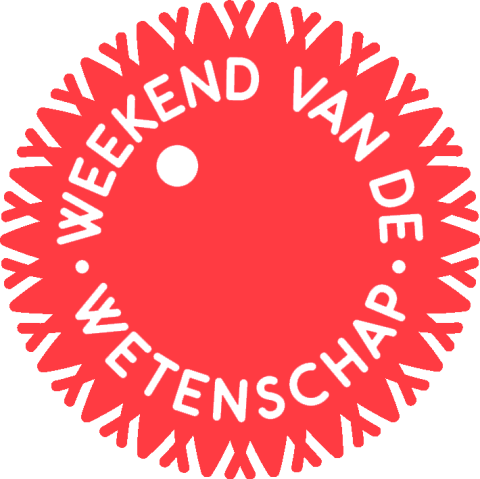 Dit is het logo van Weekend van de Wetenschap, het lijkt op een rode zon